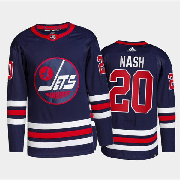 Men's Winnipeg Jets #20 Riley Nash 2021/22 Navy Stitched Jersey